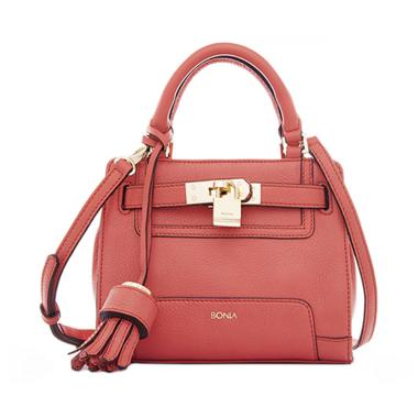 Bonia Apricot Picollo Lock Satchel Bag - Brick