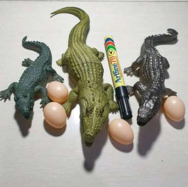 mainan buaya karet isi 3 pcs crocodile / buaya buayaan bahan karet / replika buaya hewan reptil