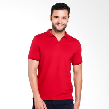 Giordano V-neck Polo Shirt Pria - Red [0101500289]