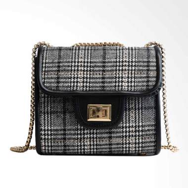 KarnaKamu Import Tali Rantai Sling Bag Wanita - Black White Grid