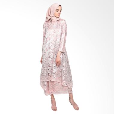 Kasa Heritage Safina Long Dress Gamis Wanita - Pink Silver