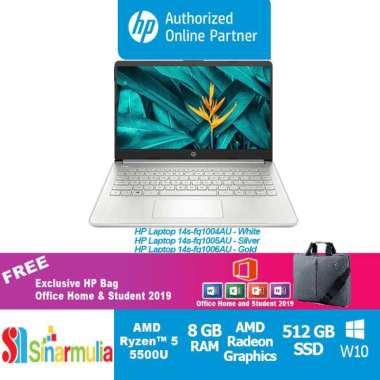 harga Laptop HP 14s-fq1004AU/105AU/1006AU Ryzen 5-5500U 512GB SSD 8GB Win10 Silver Blibli.com