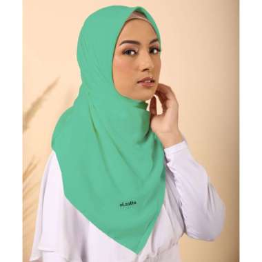 Jilbab Segi Empat Polos Premium Elzatta Obelia Aisha hijau pastel