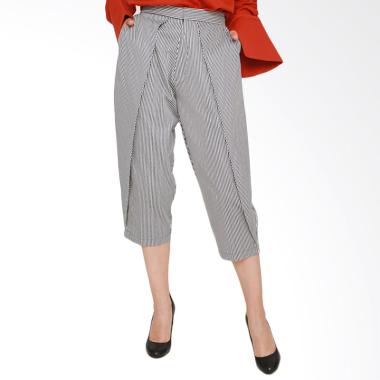 Everyday Capri Stripe Celana Wanita - Navy White