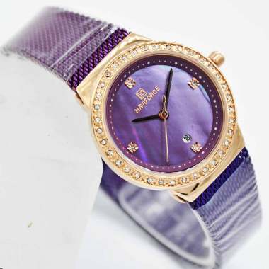 Naviforce NF5005 HRZ169D32 Jam Tangan Wanita ungu rose gold