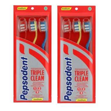 Pepsodent Sikat Gigi Triple Clean Medium Multipack Isi 3