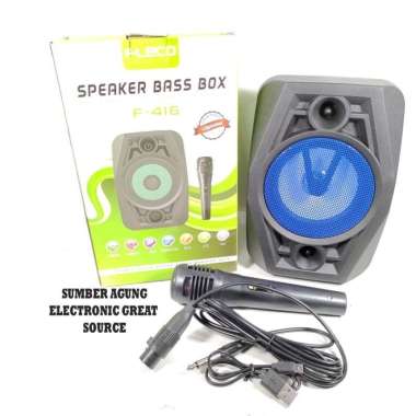 Fleco F416 F417 Speaker Bass Box 416 Bonus Mic Bluetooth LED Speaker A Hitam