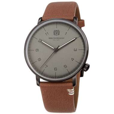 Jam Tangan Pria Quartz Bruno Magli Roma Moderna 18.191165.GU Grey Dial Brown Leather