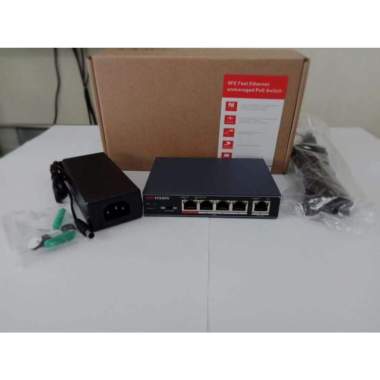 Switch hub POE HIKVISION DS-3E0105P-E Switch Hub POE 4port Hitam