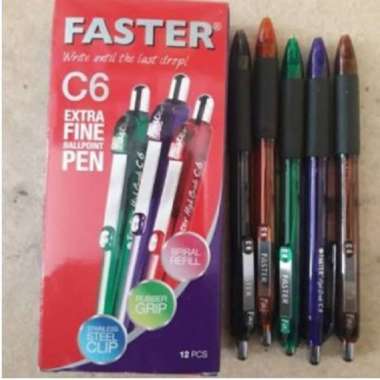 Pulpen / Pena Faster C6 / Pen Faster C6 - Hitam Biru ATK