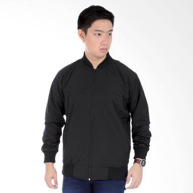 Elfs Shop Parasut Water Resistant Varsity Jaket Pria - Hitam