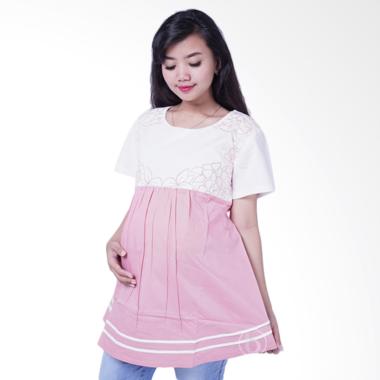 Mama Hamil Baju Hamil Lengan Pendek Jasmine Blouse - BLD 411 Pink