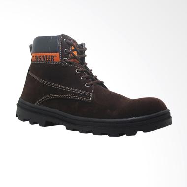 Cut Engineer Iron Shoes Safety Boots Sepatu Pria - Dark Brown