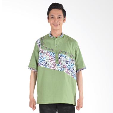 Arafah Sarimbit Jarsi Baju Koko Lengan Pendek Pria - Green