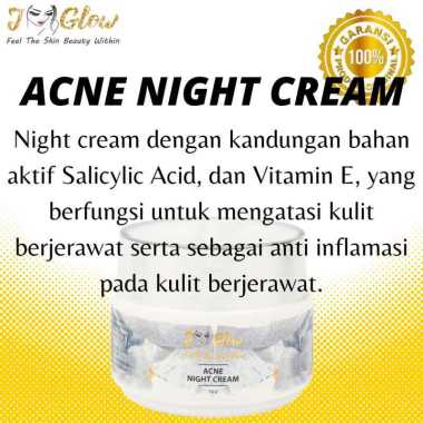 Jglow j glow skincare paket skincare acne night cream kecantikan wajah kulit berminyak penghilang je