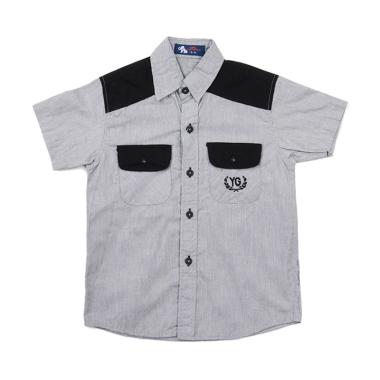 YeGee Salur Kemeja Anak - Putih Hitam B