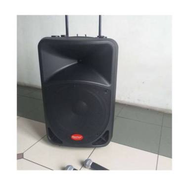 Speaker wireless portable BARETONE 15" BWR 250watt original 2mikrofon hitam