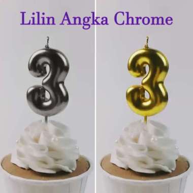 Lilin Angka Chrome - Lilin Ulang Tahun Multicolor 1
