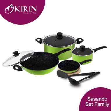 KIRIN SASANDO FAMILY SET Set Panci Stockpot Saucepan Wajan Penggoorengan (include Ladle & Turner)