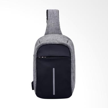 Crossbody Bags Men Anti Maling dan Air Tas Selempang Pria - Black Grey