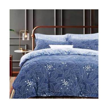 Ellenov Blue Leaves Katun Jepang Set Sprei