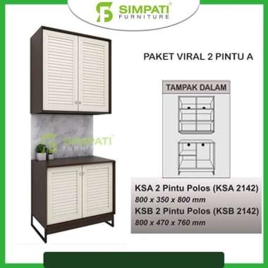 KSA 2142 KSB 2142 VIRAL Graver Kitchen Set Rak Dapur Atas Bawah 2 Pintu PUTIH
