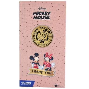 UBS Gift Series 0.2 gr Fine Gold 999.9 % Disney Mickey Mouse Thank You