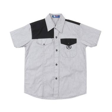 YeGee Salur Kemeja Anak - Putih Hitam C