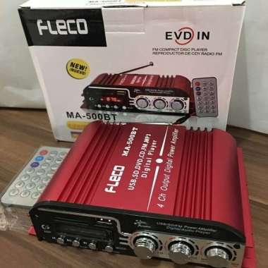 Fleco Amplifier MS500 BT Ampli Car USB SD DVD CD FM MP3 Merah