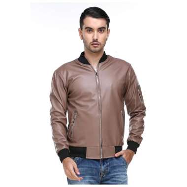 Hamlin Clover Jaket Bomber Pria Now Ori Soft Material Viena Semi Kulit Gread A ORIGINAL Mocca M