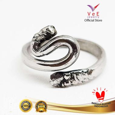 Cincin Monel Titanium Baja Putih Ular- VeE Cincin Pria Wanita