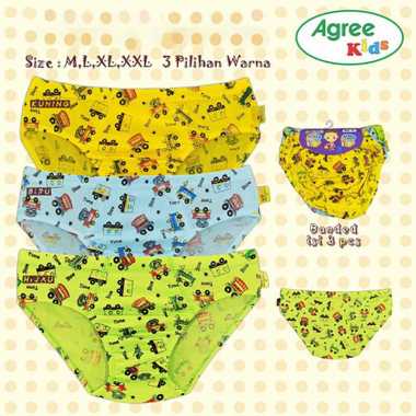 Paket 3 Agree Kids CA02 - Celana Dalam Anak Laki-Laki Dasar Warna XXL Multicolor
