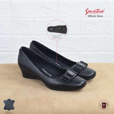 SENSITIVE SC Donna 401 Black Sepatu Kulit Wedges 40 Black