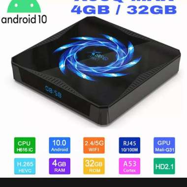 Android Tv Box X96Q MAX 4GB/32GB New Android 10 Miracast Airplay BT5 Hitam