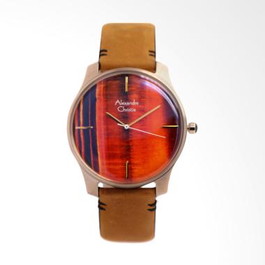 Alexandre Christie Strap Kulit Jam Tangan Pria - Coklat Rosegold 8532