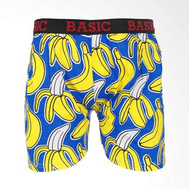Elfs Shop Banana Pattern Santai Cel ... dek Boxer Pria - Biru Tua