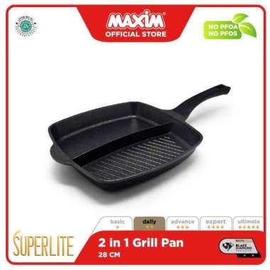 Maxim Superlite Alat Pemanggang Teflon Anti Lengket 2 Sisi 28cm Grill Pan 2in1