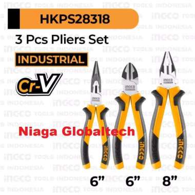 INGCO HKPS28318 TANG KARET INDUSTRIAL SET 3PCS PLIERS SET CRV INGCO