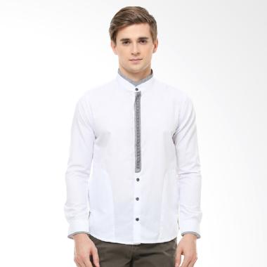 LGS Motif Abu Slim Fit Baju Koko Pria - Putih [JSH.383.S807KF.237.C]