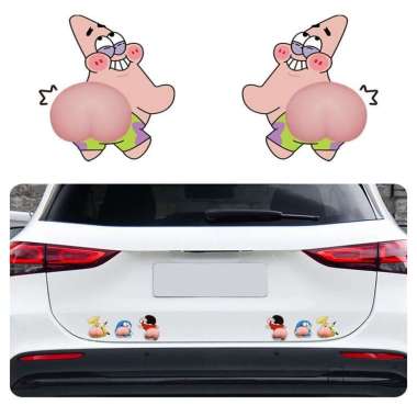 Stiker 3D Lucu Pantat Isi 2 Pcs Sinchan Doraemon Pelindung Pintu Mobil Patrick