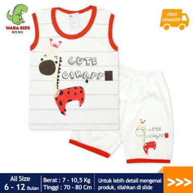 Skabe Pakaian Bayi Anak Laki Laki Baju Singlet Motif Cute Giraffe Setelan Celana Kaos Baby Putih 313