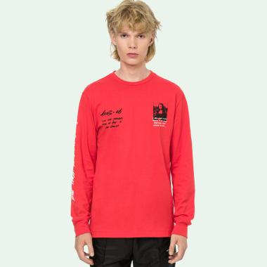 Off White Monalisa Tee L-S T-Shirt Pria - Red Black S Red Black