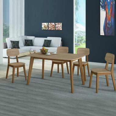 Anya-Living Honolulu Dinning Set Meja Makan - Natural Brown
