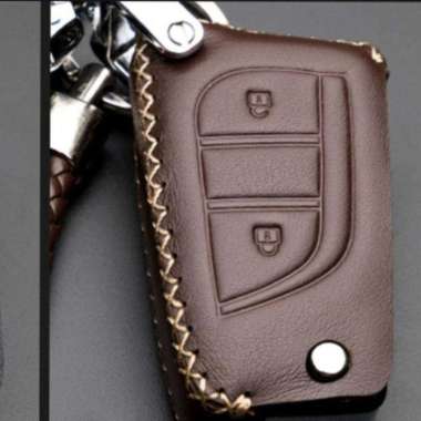 Gantungan Kunci Sarung Kulit Cover Remote Mobil Toyota Innova Reborn Brown