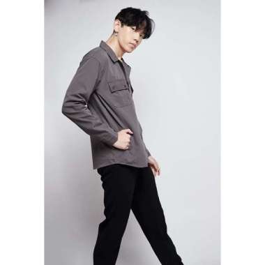 Jaket parka outer jaket pria semi parka warna Abuabu L