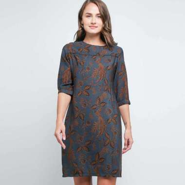 Batik Arjunaweda 28348090 Sackdress Batik Ceplok Merak Wanita - Abu-Abu M --