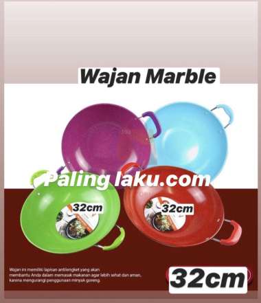 Wajan Warna 32 cm / wajan Marble/ wajan Enamel Hijau