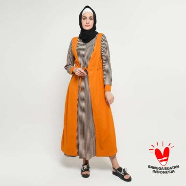 Okechuku CHESY Baju Gamis Wanita Terbaru Long Dress Muslim Dress Gamis Kuning