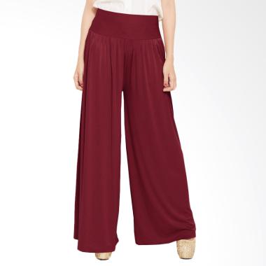 Jo & Nic Pleated Long Culotte Pants Celana Wanita - Maroon