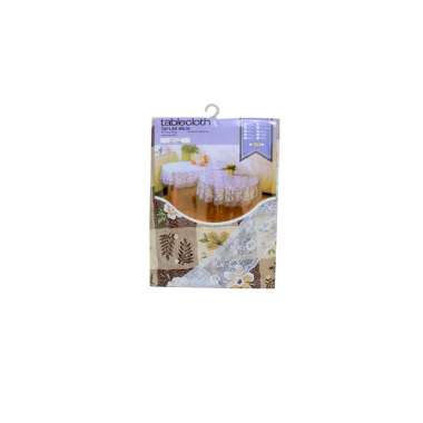 Taplak Meja Makan Bulat Plastik 60" Round Table Cloth Meiwa 152 cm Round Putih Beige